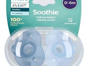 Avent soothie new fopspeen 2 stuks blauw 0-6m